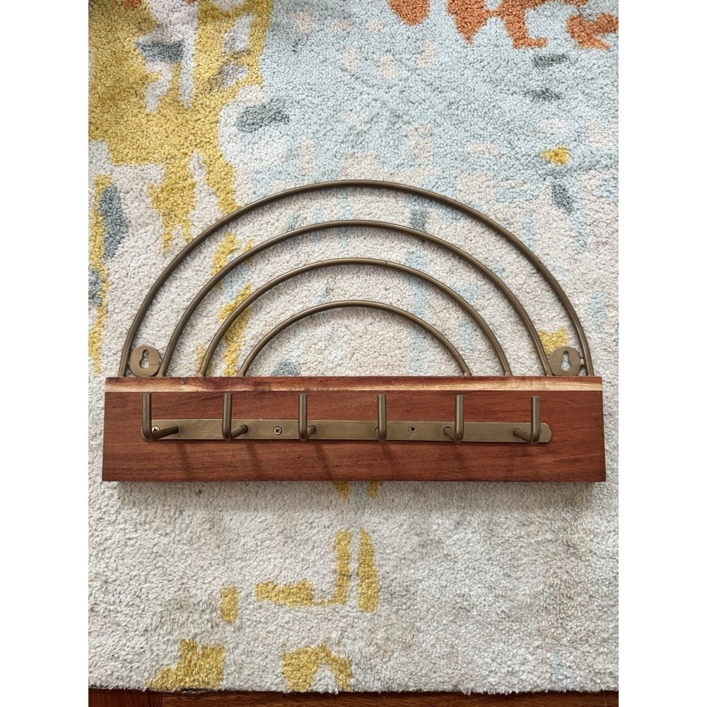Rainbow Coat And Key Rack Natural Wood Handmade Made In India